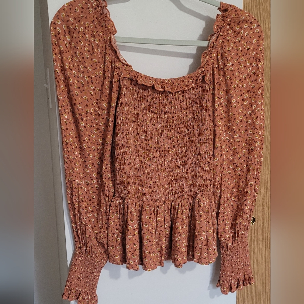Floral Smocked Rust Top